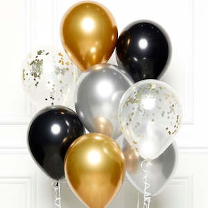 Black Silver & Gold DIY Latex Balloon Kit