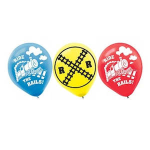 Themed Latex Balloons: Ride the Rails Train Balloons - 6 Pkt