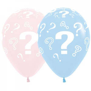 Themed Latex Balloons: Question Marks Gender Reveal Balloon - 6 pack