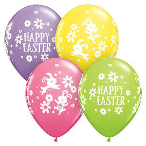 Themed Latex Balloons: Easter Bunnies & Daisies Latex Balloons - 6 Pkt