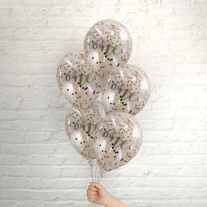 Pop Balloons Rose Gold One Confetti Balloons - 5 Pkt