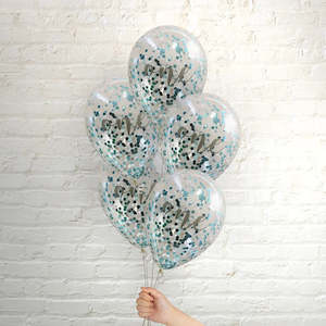 Pop Balloons Blue One Confetti Balloons - 5 Pkt