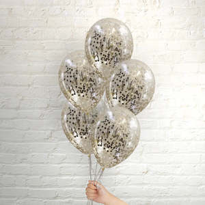 Pop Balloons Gold Oh Baby Confetti Balloons - 5 Pkt