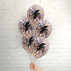 Themed Latex Balloons: Pop Balloons Superhero Lightning Bolt Confetti Balloons - 5 Pkt