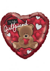 To My Girlfriend Heart Teddy Foil Balloon