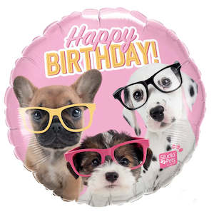 Puppies with Glasses Foil Balloon