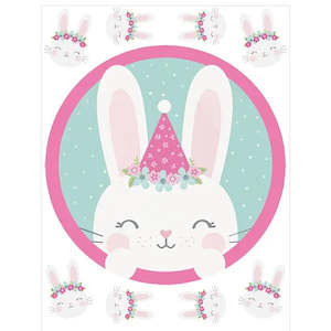 Birthday Bunny: Baby Bunny Edible Cake Image with FREE Edible Icons