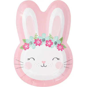 Birthday Bunny: Baby Bunny Shaped Plates - Dinner 8 Pkt