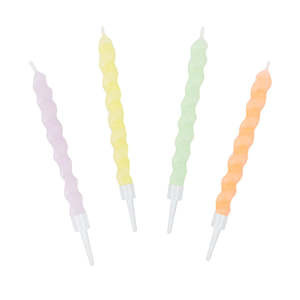 Pastel Party Supplies: Pastel Twirl Birthday Candles - 8 Pkt