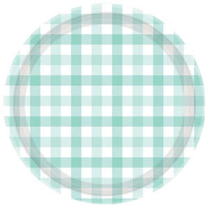 Pastel Party Supplies: Pastel Mint Gingham Plates - Lunch 8 Pkt
