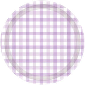 Pastel Purple Gingham Plates - Dinner 8 Pkt