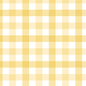 Pastel Yellow Gingham Napkins - Lunch 16 Pkt