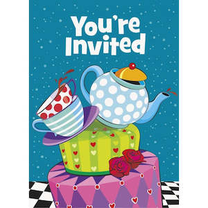 Themed Invitations: Mad Hatter Tea Party Invitations - 8 Pkt