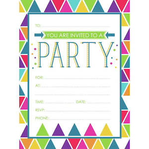 Themed Invitations: Geometric Party Invitations - 20 Pkt