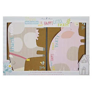 Meri Meri Happy Little Farm Invitations and Thank You Cards - 8 Pkt