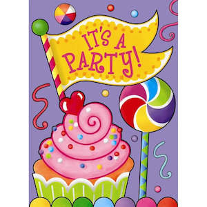 Themed Invitations: Candy Party Invitations - 8 Pkt