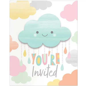 Pastel Rainbow Baby Shower Invitations - 8 Pkt
