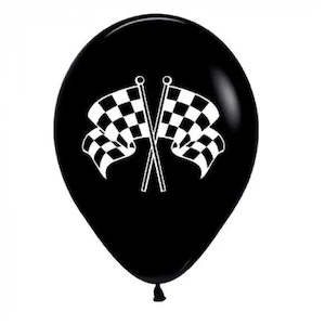 Motorbike Party: Black & White Racing Flags Balloons - Pack of 25