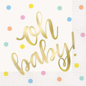 Other Baby Shower Gender Reveal Supplies: Oh Baby Napkins - Lunch 16 Pkt