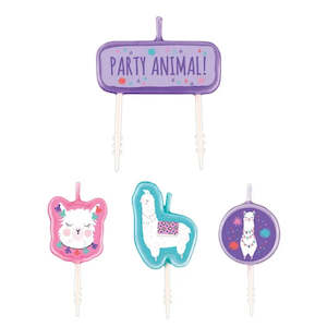 Llama Party: Llama Fun Candle Set - 4 Pkt