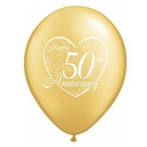 Happy 50th Anniversary Balloon - 8 pack