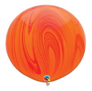 Qualatex Balloons: Giant Red & Orange Marble Balloon - 75cm