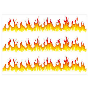 50s Party: Fire Flames Cake Strips Edible Icing Image