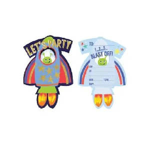 Space Rocket Ship Invitations - 8 Pkt Die Cut