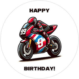 Motorbike Party: MotoGP Edible Icing Cake Image