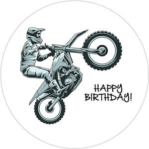 Motorbike Party: Motocross Edible Icing Cake Image