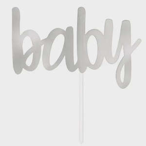 Baby Shower Baking Cake Decorating: Silver Foil Baby Cake Topper