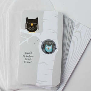 Baby Shower Gender Reveal Cards - Owl (Boy)