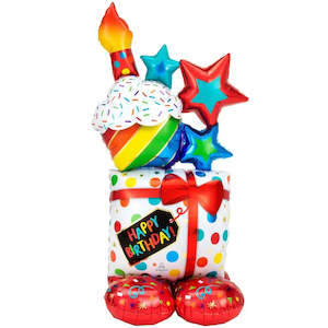 Happy Birthday Stacked Icons AirLoonz Air-Fill Balloon