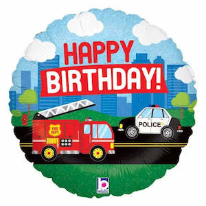 Emergency Vehicle Happy Birthday Foil Balloon