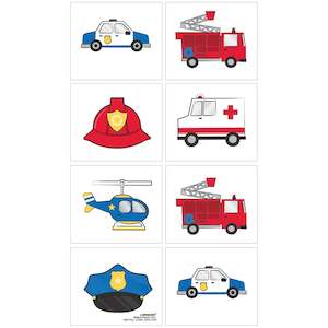 First Responders Emergency Services Tattoos - 8 Pkt