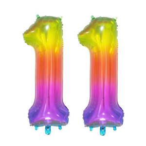 Giant Bright Rainbow Foil Number Balloons: Giant Number 11 Foil Balloons - Rainbow