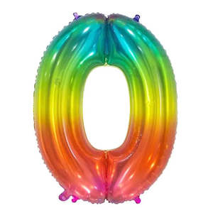 Giant Rainbow Number Foil Balloon - 0
