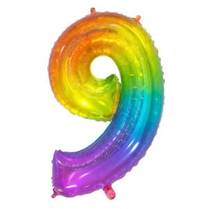 Giant Rainbow Number Foil Balloon - 9