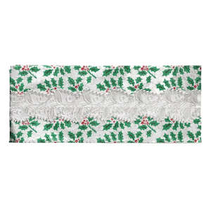 Christmas Cake Decorations Packaging: Silver Holly Print Christmas Cake Frill