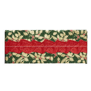Christmas Cake Decorations Packaging: Green & Red Holly Print Christmas Cake Frill