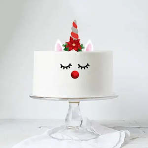 Christmas Unicorn Cake Topper Set
