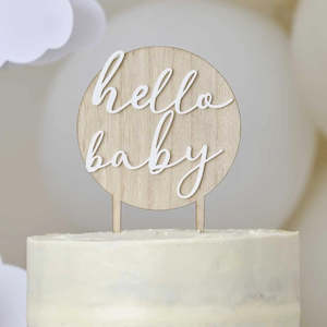 Gender Reveal Baby Shower Cake Topper: Ginger Ray Hello Baby Wood & Acrylic Baby Shower Cake Topper