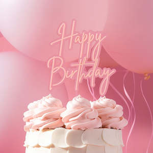 Bubblegum Pink Layered Happy Birthday Cake Topper