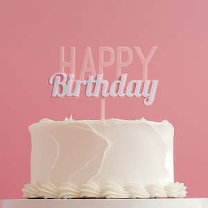 Happy Birthday Cake Toppers: Milkshake Pink Happy Birthday Cake Topper