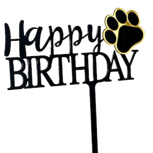 Happy Birthday Cake Toppers: Happy Birthday Paw Print Cake Topper