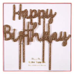 Meri Meri Happy Birthday Gold Glitter Cake Topper