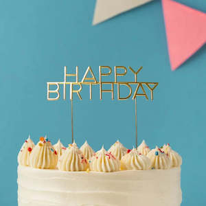 Happy Birthday Cake Toppers: Gold Metal Happy Birthday Capitals Cake Topper
