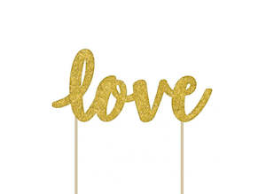 Gold Glitter Love Cake Topper