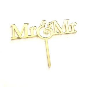Mr & Mr Gold Cake Topper