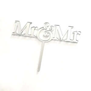 Wedding Engagement Cake Toppers: Mr & Mr Silver Cake Topper